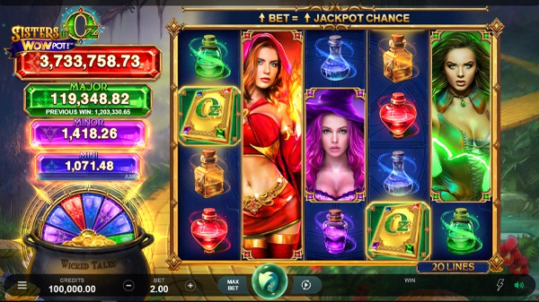 Sisters Of Oz Wow Pot Slot Machine